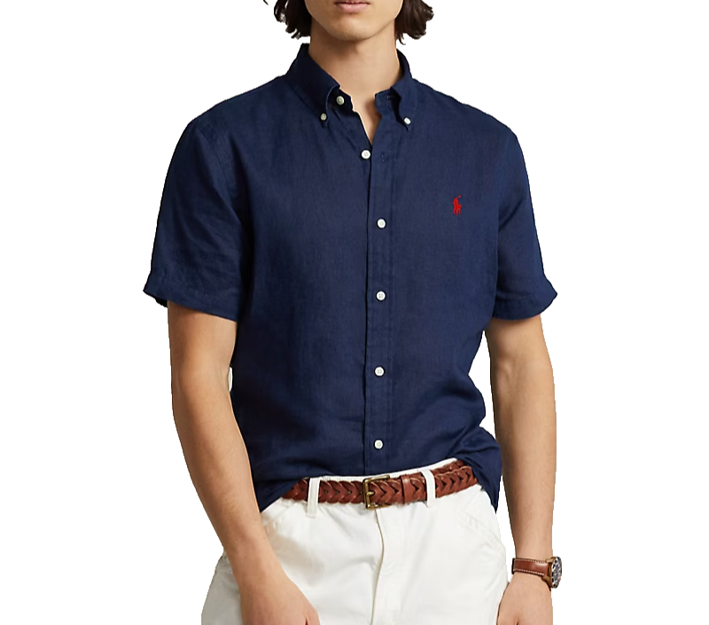 Polo Ralph Lauren Custom Fit Linen Shirt Mens - Newport Navy Mens