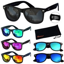 Rennec Sonnenbrille Herren Nerd Markenbrille Retro Kult Brille Schwarz Matt R12