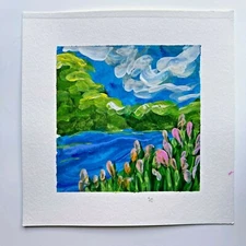 Impressionist Painting, River Painting, Mini Gallery Painting Think Outside