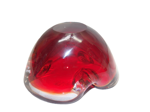 Vintage Red Murano Italian Glass Ashtray Bowl MCM Decor Hand Blown-Preowned - Picture 11 of 21