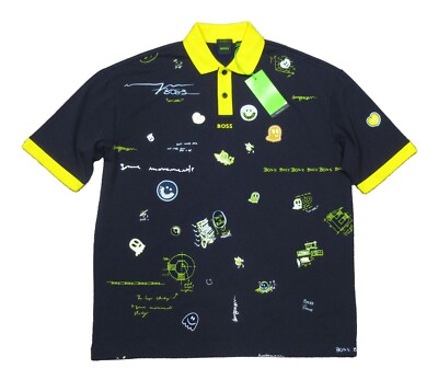 Hugo Boss Men's Navy Piraxart All Over Graphic Relaxed Fit S/S