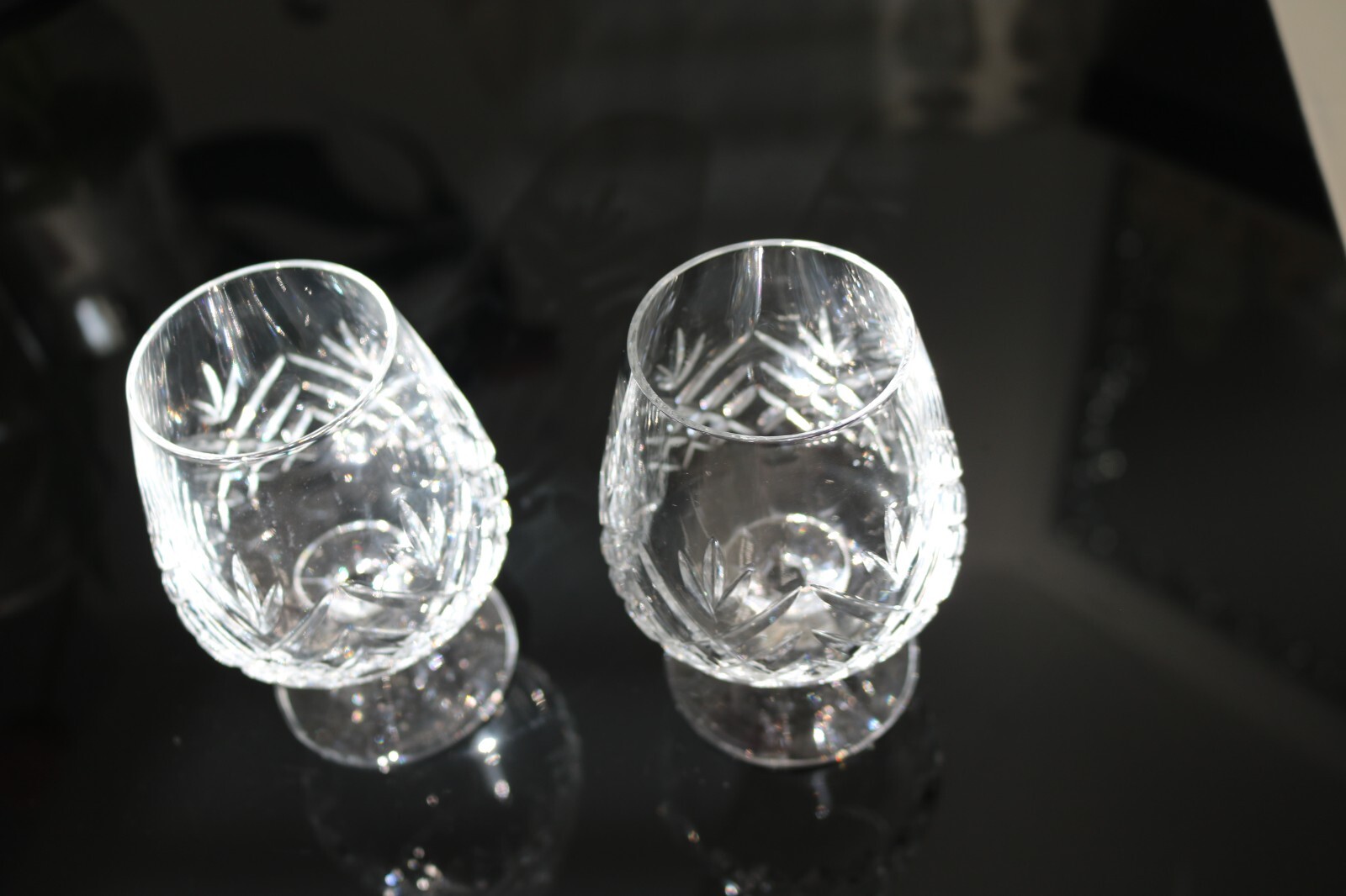 2 x Vintage Schott Zwiesel Tiffany cut crystal brandy/cognac balloon