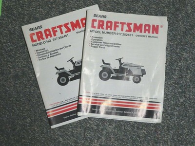 Sears Craftsman Riding Lawn Tractor & Mower Owner Manual 917.252451 | eBay