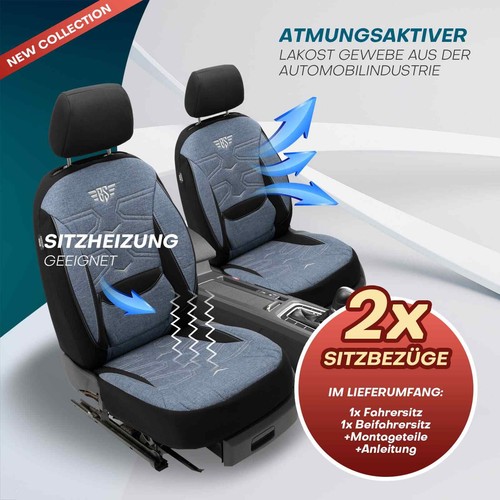 Fundas de asiento de coche Prime adecuadas para Citroen Jumper tipo 250 desde 2006 (negro-azul) - Imagen 3 de 12