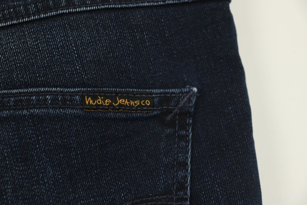 NUDIE Denim Dark Wash Stretch Slim Fit Straight Jeans W30