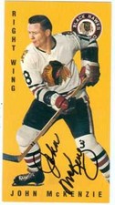 John McKenzie autographed hockey card 1995 Parkhurst 1964-1965 Tallboys #36