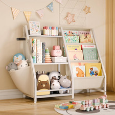 Kids 3-Tier Bookshelf  Toy Organizer - Montessori Storage for Playroom  Nurser