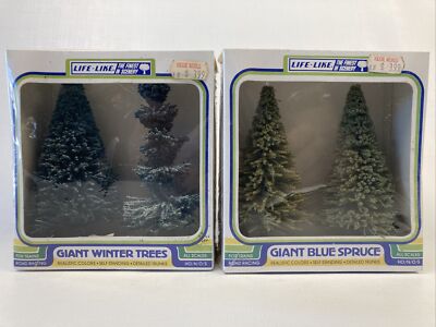 Life Like #1010 & 1008 Giant Blue Spruce & Giant Winter Trees New NIB Set