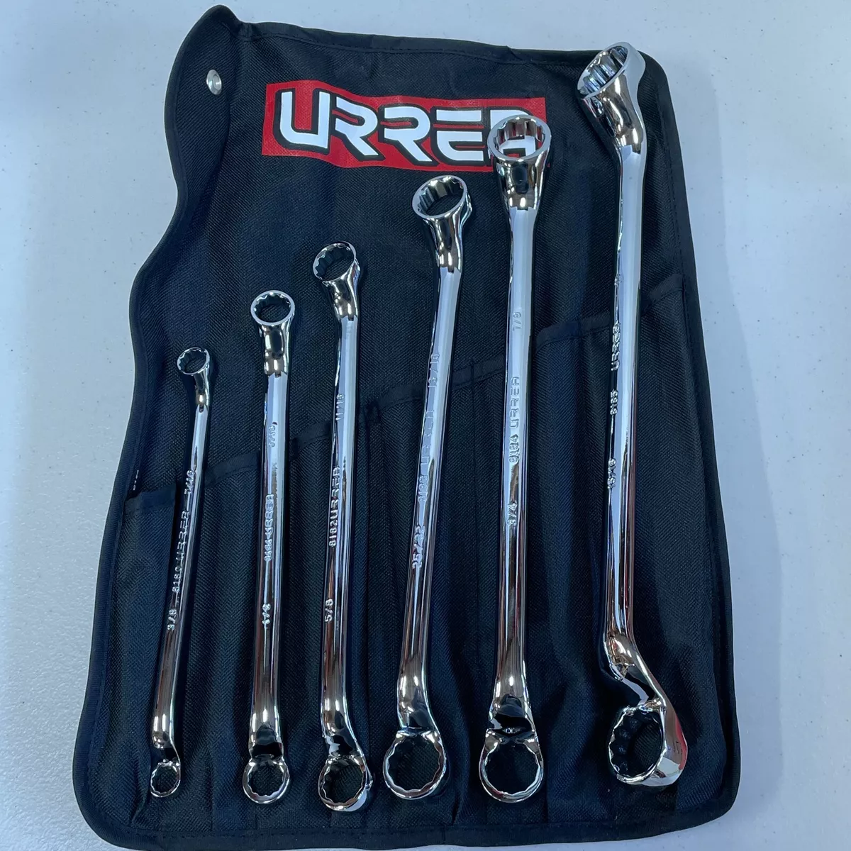 URREA 8100C 6 Piece Wrench Set Standard 45 Box End Wrenches with Pouch