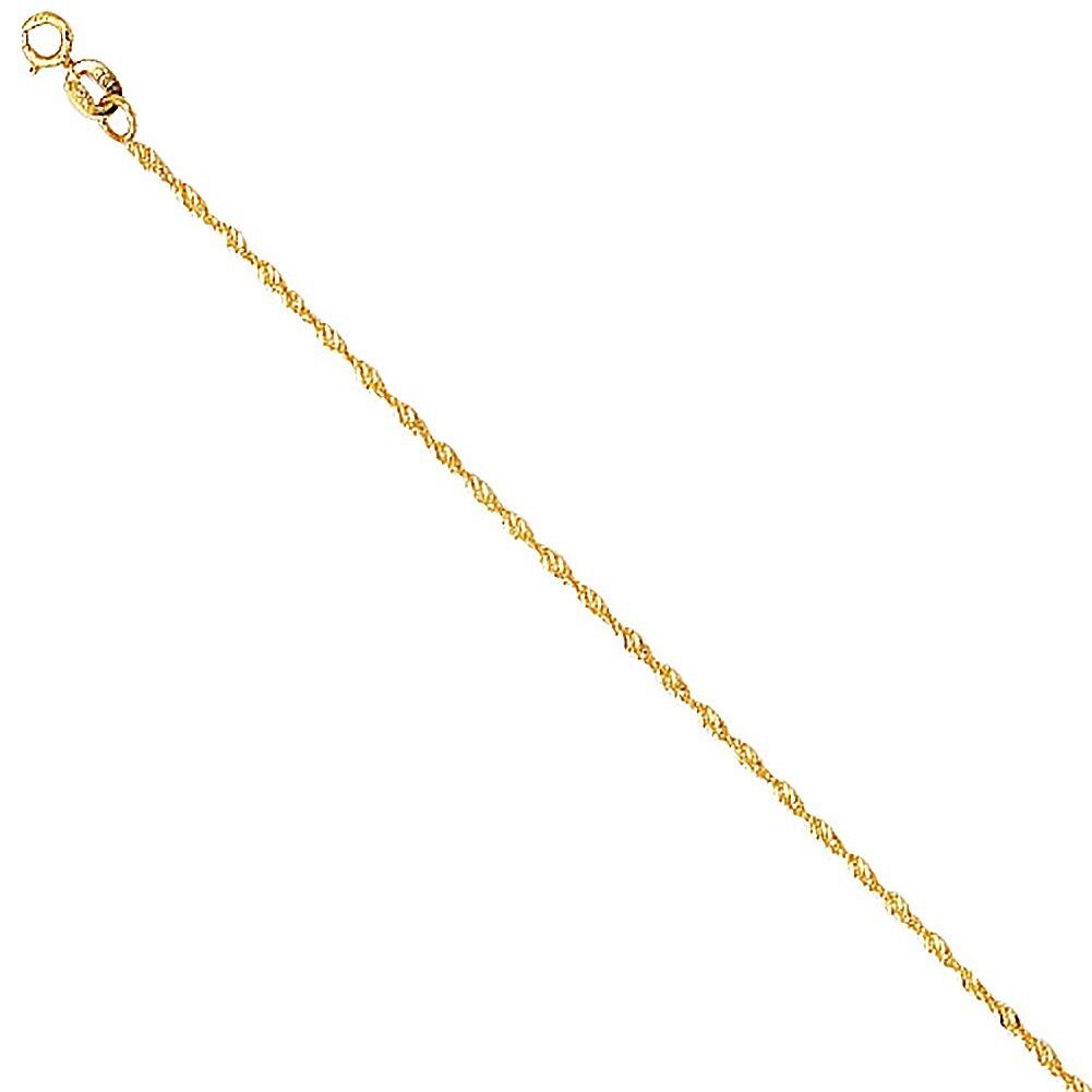 14K Solid Gold Singapore Chain Necklace 1.5mm 16\