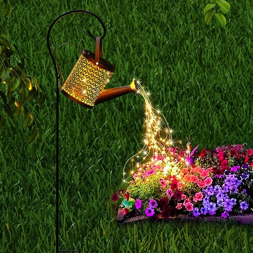 Solar Watering Can with Lights Solar Lanterns Outdoor Hanging Garden Yard Decor - Picture 12 of 19
