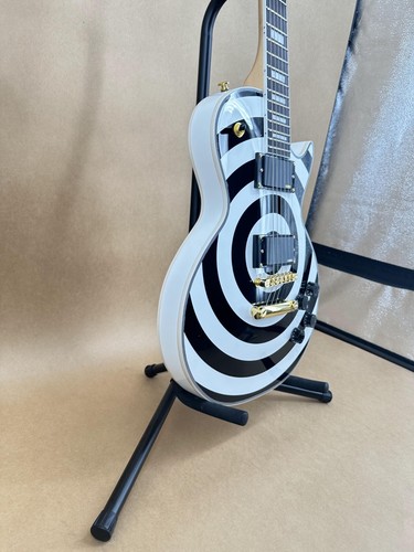 LP Style Bullseye Wylde E-Gitarre schwarz-weiß konzentrische Kreise Korpus - Bild 7 von 13