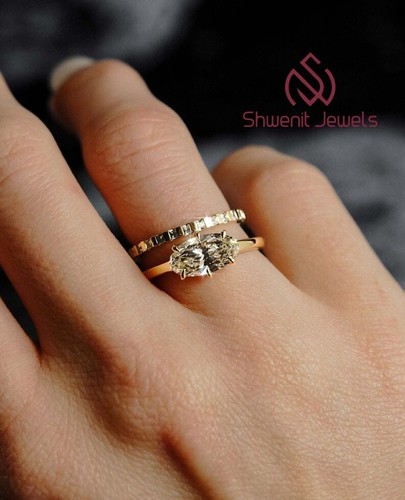 2Ct Elongated Oval Lab Diamond Solitaire Engagement Ring 10K Yellow Gold VS1/E - Picture 3 of 7