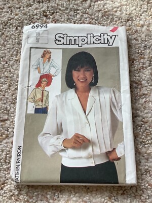 Simplicity SEWING PATTERN 6994 Misses 80 s BLOUSES Tops SIZE 16 UNCUT  