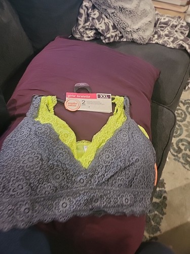 Wonder Nation 2 Pack Light Lime/Gray Convertible Bralette Size XXL - New. (57)