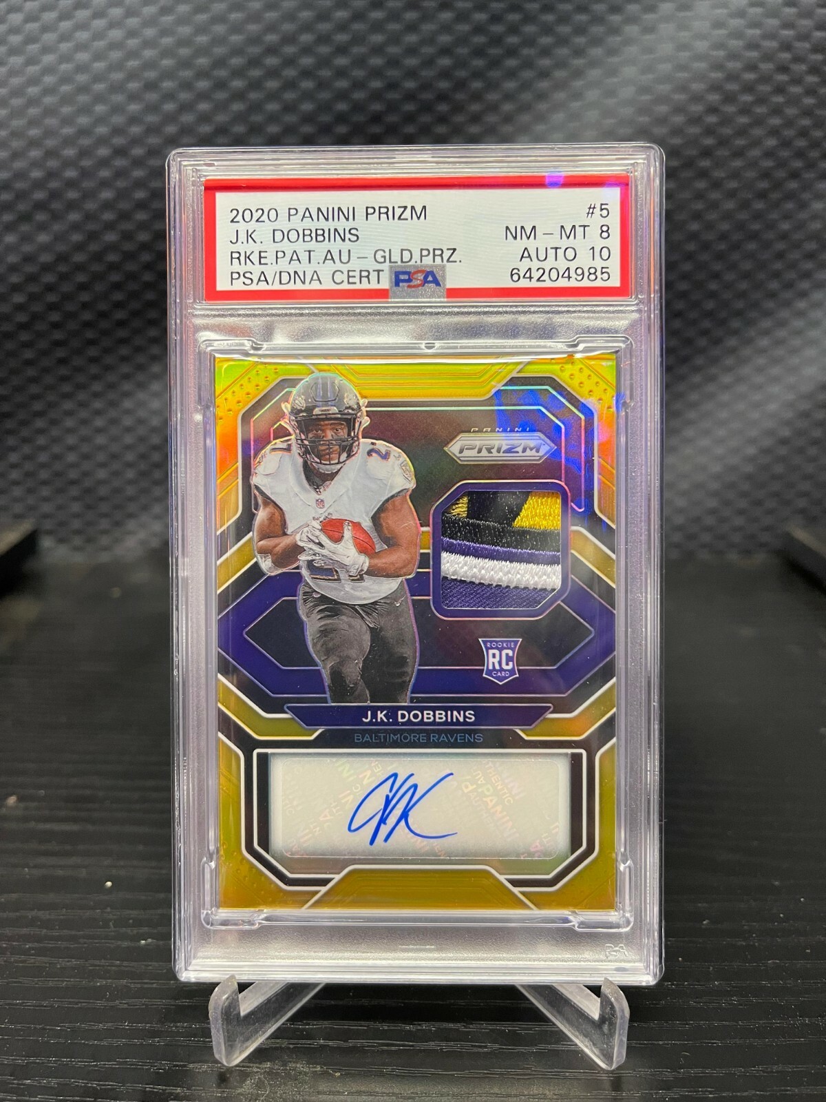 JK Dobbins Panini Prizm Rookie Patch Autographs #5 Base