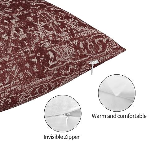 Boho Pillow Covers 12x20 Set of 2, Burgandy Red Carpet Pattern 12"x20" Boho-13 - Bild 4 von 6