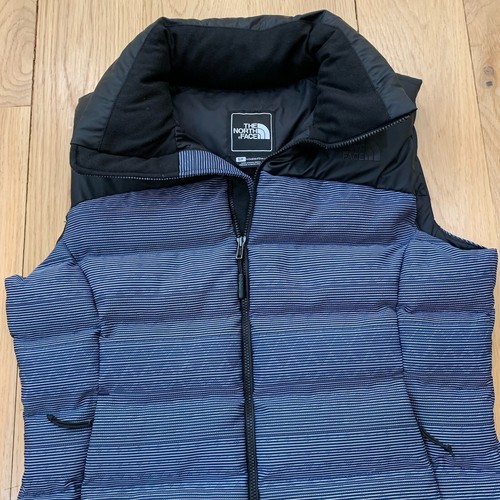 The North Face Vest Nuptse 700 Down Fill Womens Small Urban Navy Stripe - Picture 5 of 12