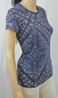 POLO by Ralph Lauren Blue/Cream Bandana Printed T-Shirt~NWT