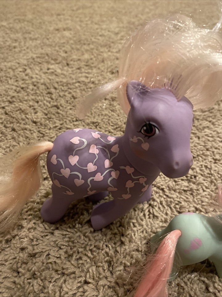 G1 My Little pony Twice as Fancy Vintage HTF purple pink hearts Baby ...