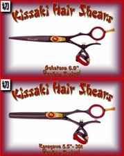 Kissaki 6.0"  30 tooth Black Cherry Red Double Swivel Hair Shears Combo