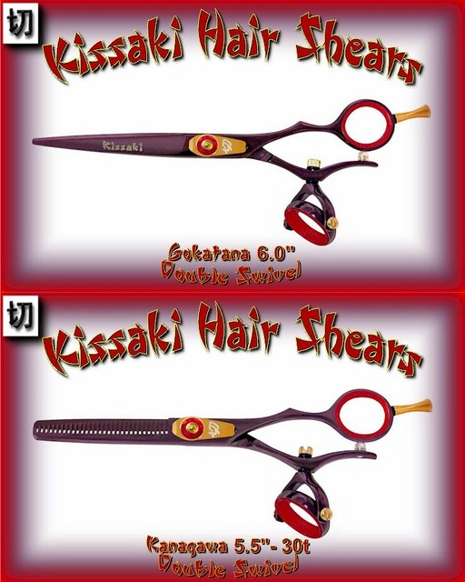 Kissaki 6.0" & 30 tooth Black Cherry Red Double Swivel Hair Shears Combo Kissaki 6.0" & 30 tooth Black Cherry Red Double Swivel Hair Shears Combo