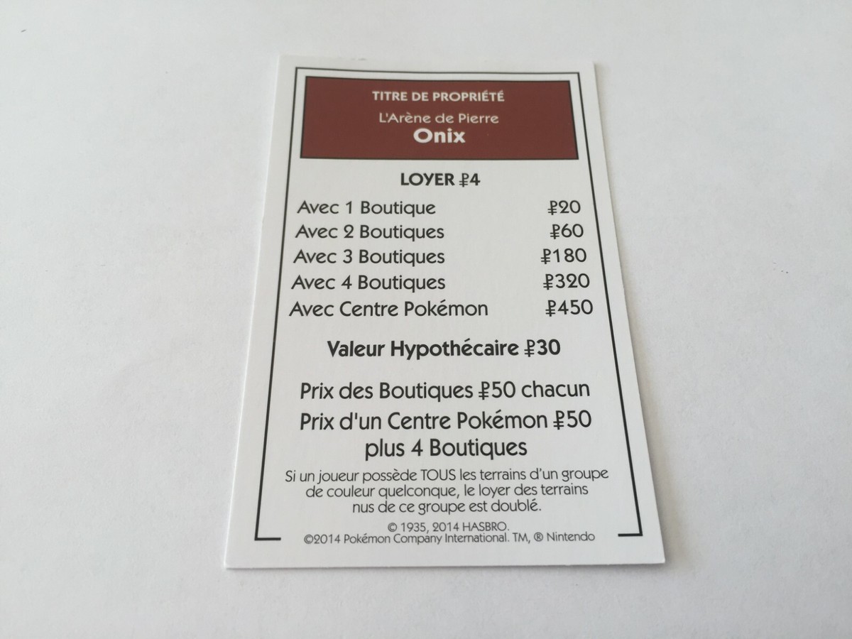 Carte "L'Arène D'Erika" Rafflesia - Édition Kanto Du Monopoly Pokémon - Carte Seule D'occasion