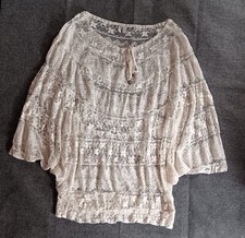 Shirt New Size 1X Madison Womens Lace Peasant Style Ivory Dolman Sleeve