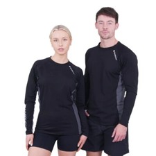 Sharkskin Unisex Rapid Dry Rash Guard Long Sleeve MD Scuba Snorkel Surf Blk/Gry