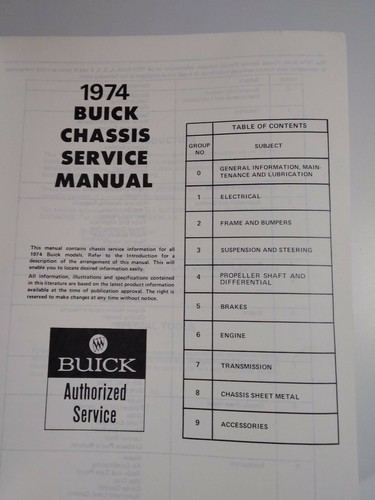 Buick Service Manual Vtg 1974 Original Chassis All Series Huge Info GM USA - Picture 3 of 12