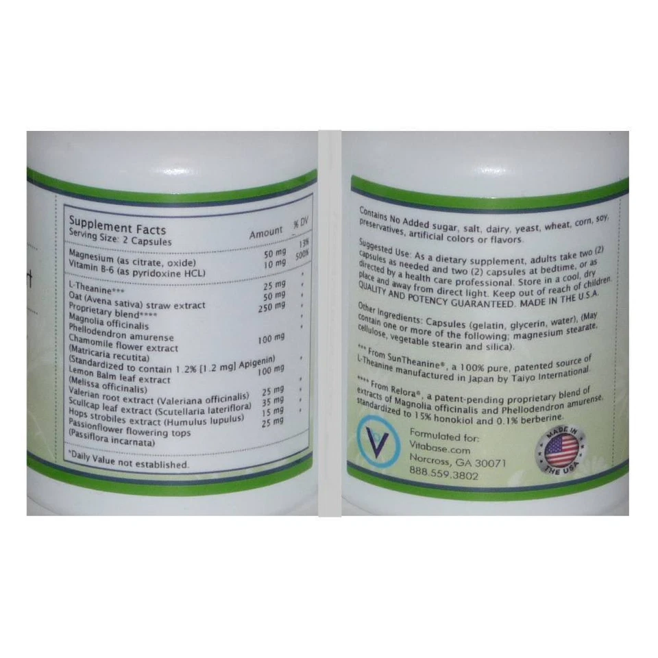 Vitabase Apoyo Relajación - 60 Cápsulas Foto 2 de 2