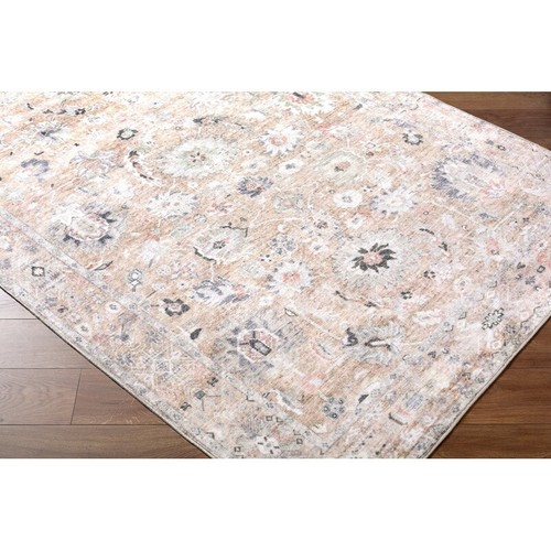 Washable Everly Area Rug Floral Medallion Non-Slip Plush Indoor Soft Polyester - Picture 3 of 7