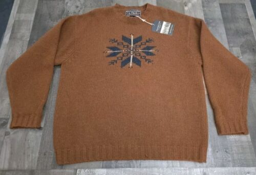 Vintage 90s BNWT Abercrombie and Fitch RARE Heavy Knit Snowflake Sweater Crew L - Afbeelding 1 van 16