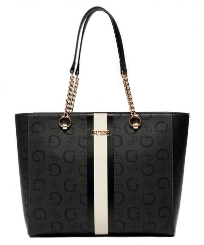 Guess Bolsa De Dama Shopper Lucine Negra Nueva