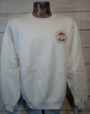 NWT Vintage JERZEES White Mens Super Sweats Embroidered Sweatshirt L Made in USA