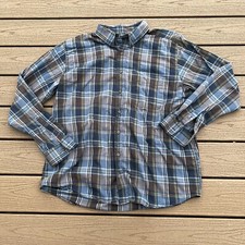 Eddie Bauer Button Down Shirt Mens XL Tall Long Sleeve Plaid Pockets Relaxed Fit