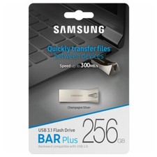 USB 3.1 Flash Drive 256GB Samsung Bar Plus USB Drive Memory Stick Silver 300Mb/s