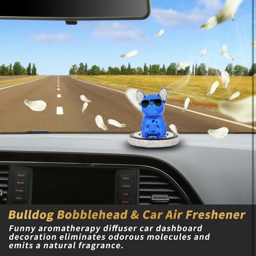 Car Air Freshener Bobblehead Bling Studded Frenchie Dashboard Car Diffuser - Picture 2 of 11