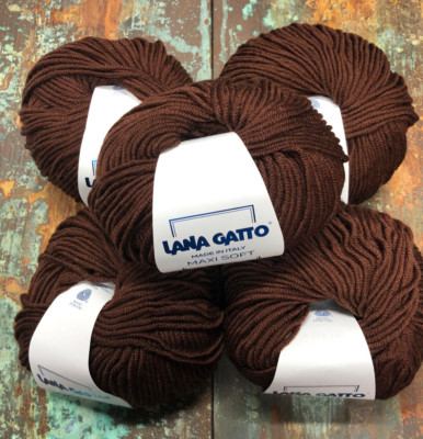 Lot of 5 Lana Gatto Brown Maxi Soft  Merino Wool 50g/90m Each #10040