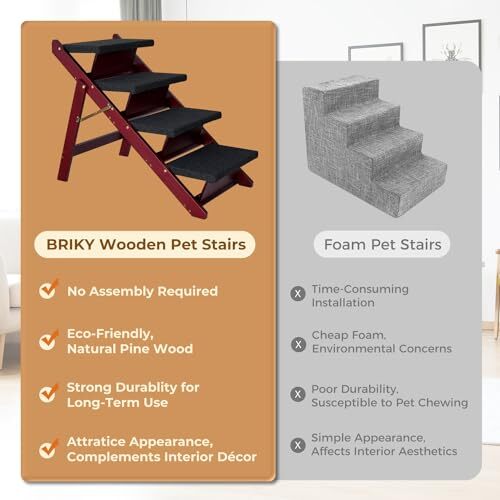 Dog Pet Stairs Foldable Non-slip Dog Steps Ramp w/4-Step for High Bed - Picture 6 of 9