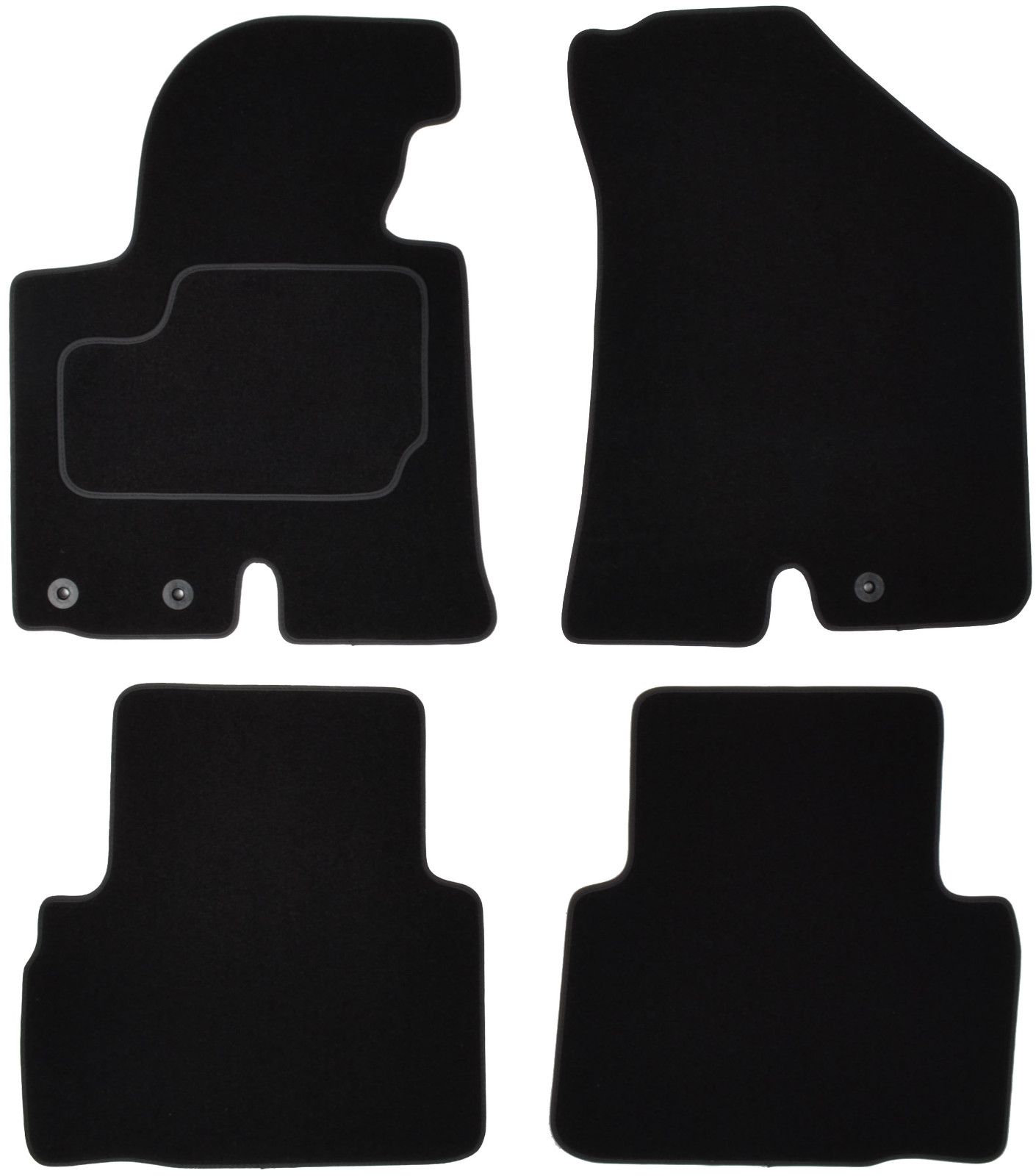 Tapis de sol noir en velours sur mesure pour Hyundai ix35 de 2010 à 2015