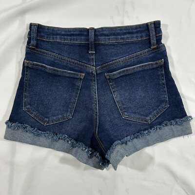 Celebrity Pink Women's High Waist Frayed Edge Denim Shorts - Stretchy Juniors Fit - View #5