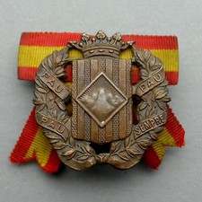 Spain, Antique Patriotic Brooch. Somaten Armados Montserrat. Castells Barcelona