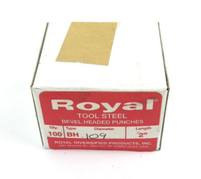 Royal .109'' x 2'' Bevel Headed Punch Box of 100pcs