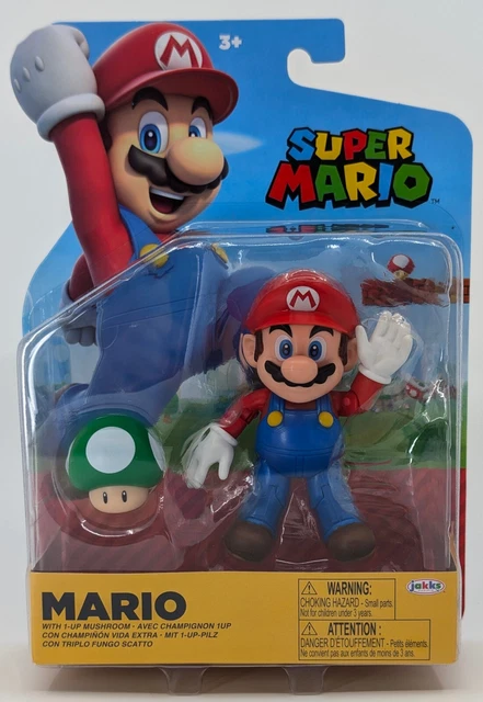 Jakks Pacific Mario with 1-Up Mushroom World of Nintendo 4" Action Figure 