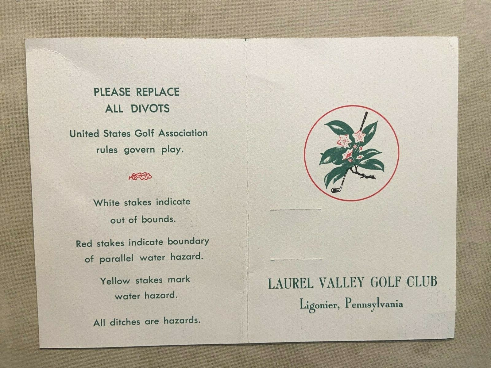 RYDER CUP 1975 Venue Scorecard Laurel Valley Golf Club eBay
