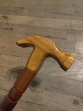 UNIQUE WOODEN HAMMER CANE / WALKING STICK 35" LONG