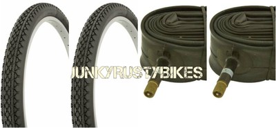 2 BLACK SLICK 24x2.125/" BEACH CRUISER BIKE TIRES// TUBES FIT SCHWINN