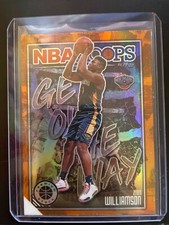 2019-20 Hoops Premium Stock Zion Williamson Get Out The Way Orange Prizm SP #17