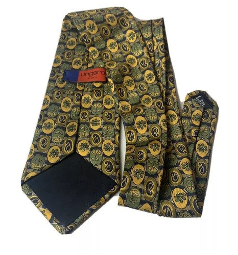Cravate Ungaro Paris 100% Soie Marron Rayée – Set Complet Homme, Fait En Italie, Neuf Sans étiquette